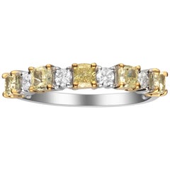 0.79 Carat Yellow Diamond 14 Karat Two-Tone Gold Band Ring