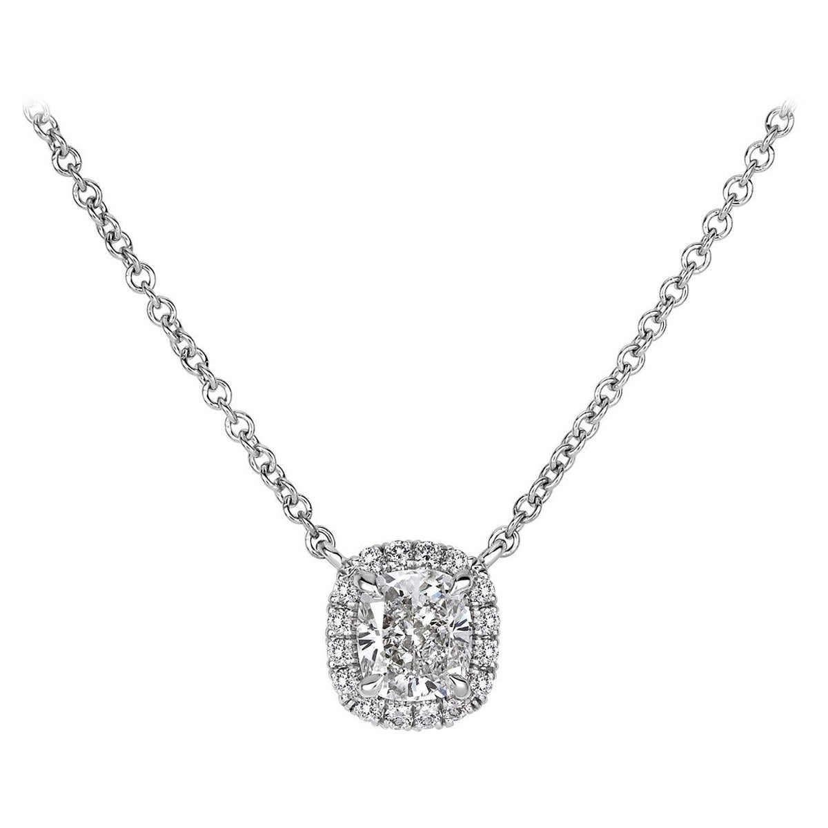 0.79ct Cushion Cut Diamond Pendant in 18k White Gold