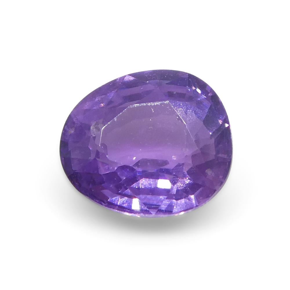 Women's or Men's 0.79ct Cushion Purple Sapphire from Madagascar Unheated For Sale