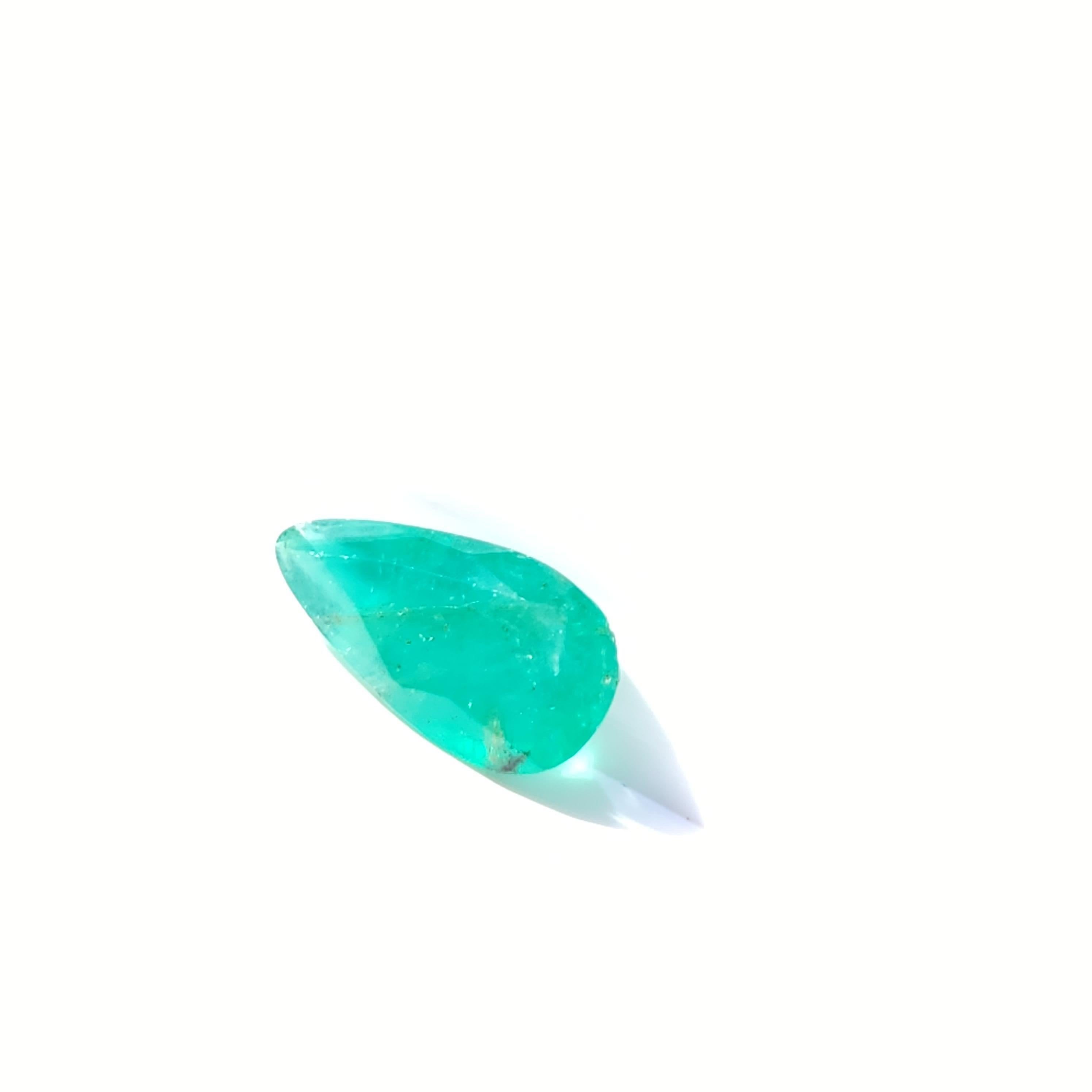 Pear Cut 0.79Ct Natural Loose Emerald Pear Shape For Sale