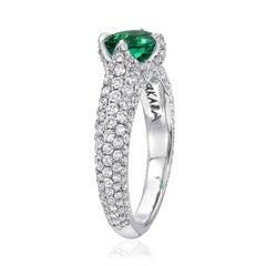 0.79ct No-Oil Colombian Emerald & Diamond Platinum Engagement Ring - Merkaba
