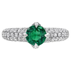 0.79ct No-Oil Colombian Emerald 
Diamond Platinum Engagement Ring - Merkaba