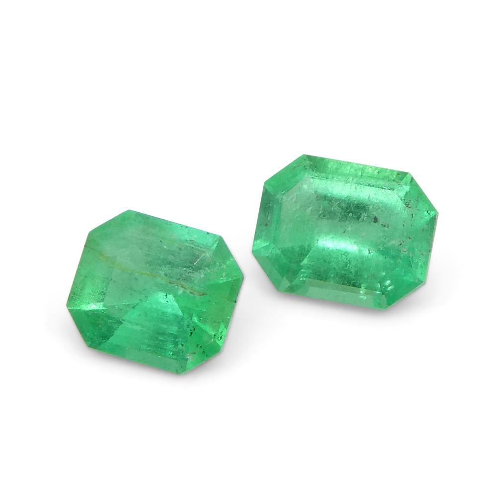 0.79ct Pair Emerald Cut Green Emerald from Colombia For Sale 7