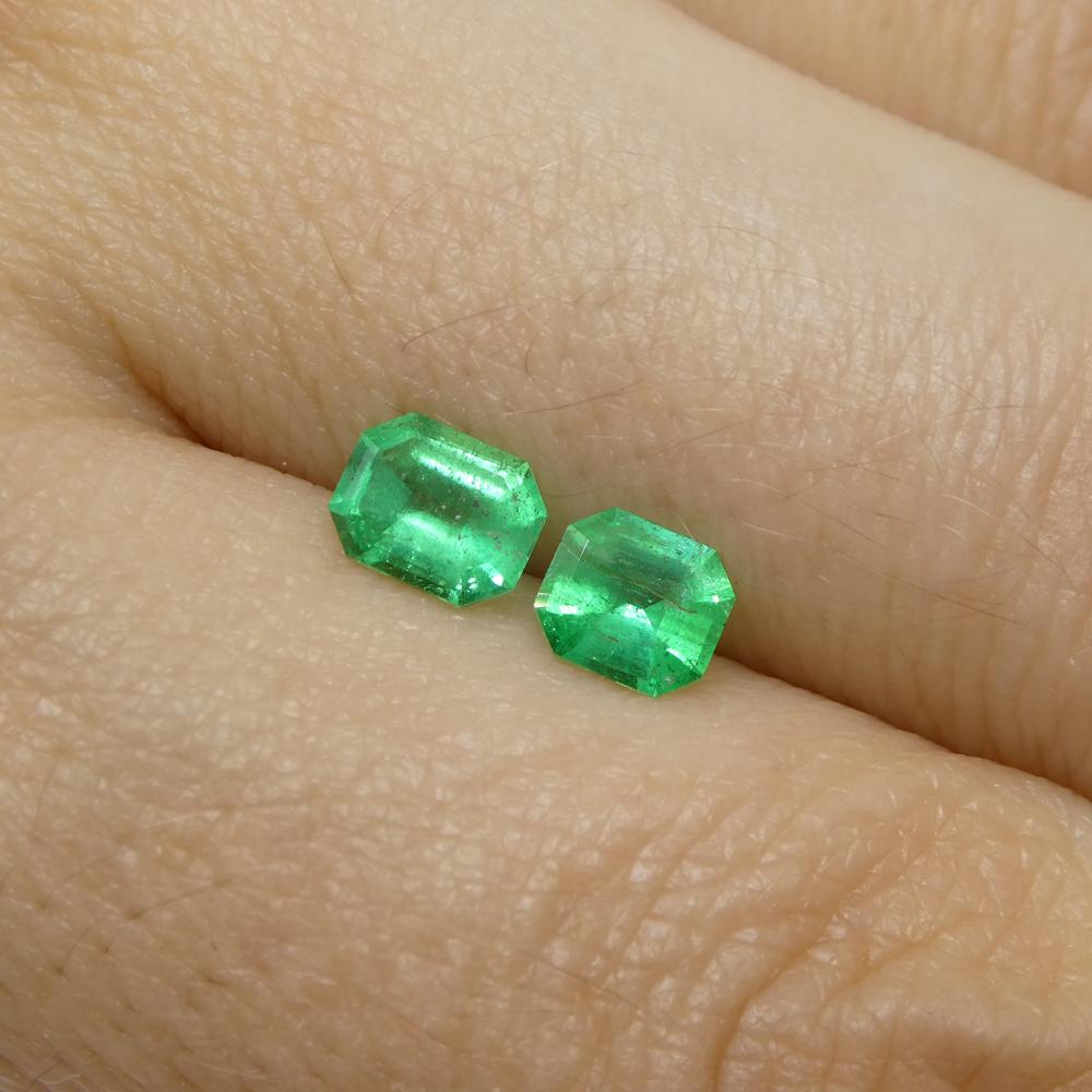 0.79ct Pair Emerald Cut Green Emerald from Colombia For Sale 9