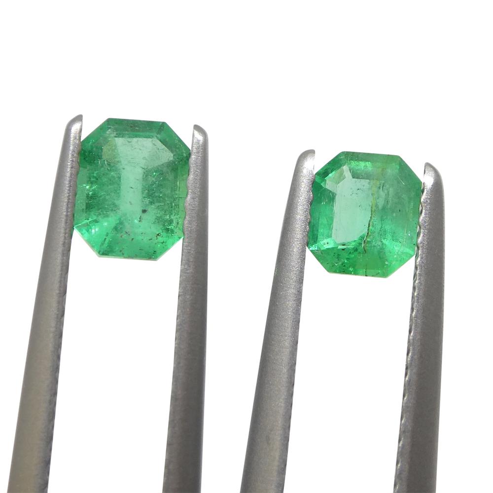 0.79ct Pair Emerald Cut Green Emerald from Colombia In New Condition For Sale In Toronto, Ontario