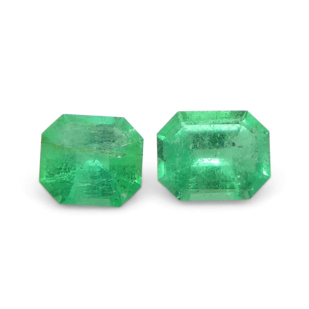 Paire d'émeraudes vertes de 0.79ct de Colombie, taille émeraude Unisexe en vente