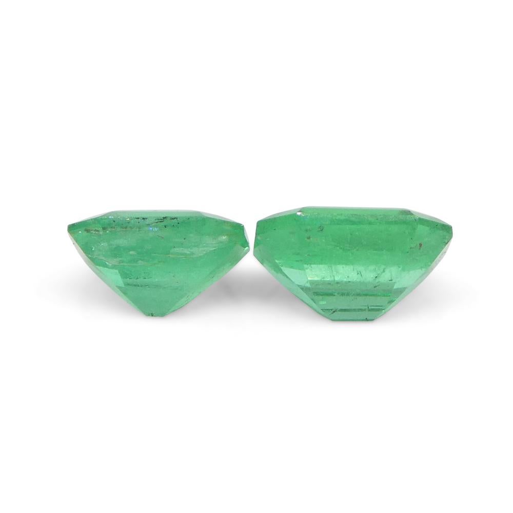 Paire d'émeraudes vertes de 0.79ct de Colombie, taille émeraude en vente 3