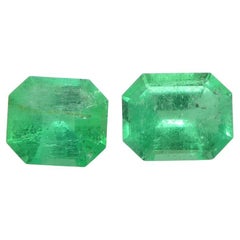 0.79ct Pair Emerald Cut Green Emerald from Colombia