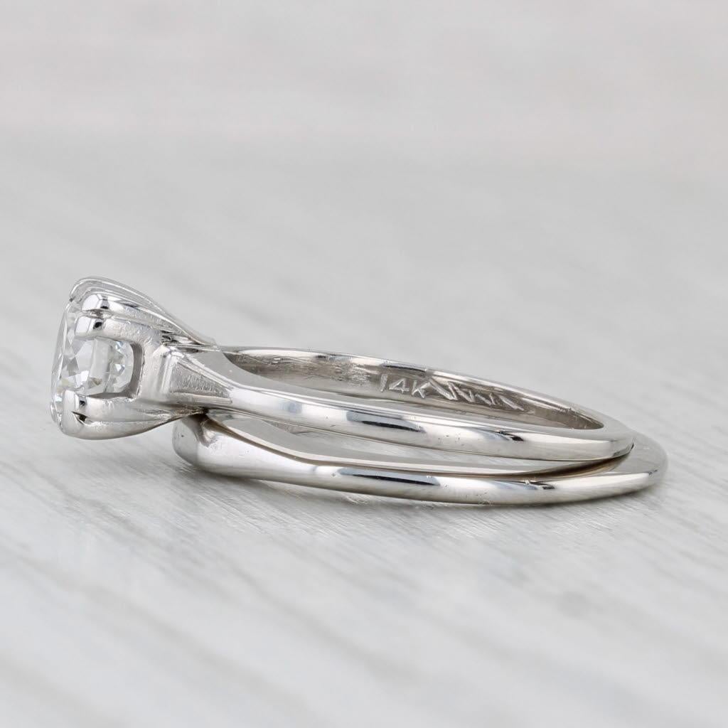 Gemstone Information:
- Natural Diamond -
Carats - 0.79ct 
Cut - Round Brilliant
Color - G - H
Clarity - VS2

Metal: 14k White Gold
Weight: 4.3 Grams 
Stamps: 14k

Set Measurements-
Face Height: 6.5 mm 
Engagement Ring -
Face Height (north to