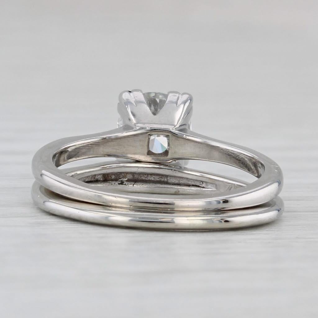 0.79ct Round Diamond Solitaire Engagement Ring Wedding Band Bridal Set 14k Gold (Rundschliff) im Angebot