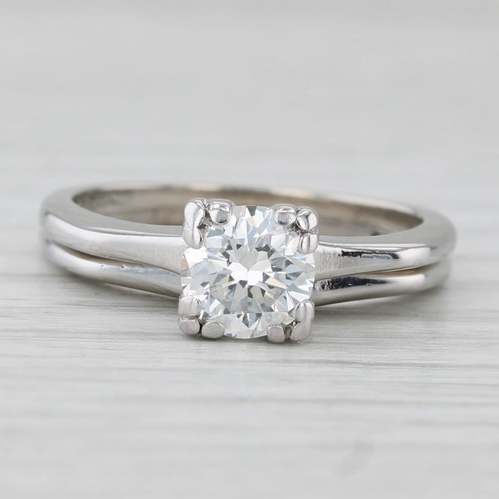 0.79ct Round Diamond Solitaire Engagement Ring Wedding Band Bridal Set 14k Gold im Zustand „Gut“ im Angebot in McLeansville, NC