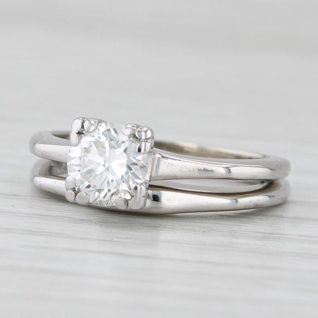 0.79ct Round Diamond Solitaire Engagement Ring Wedding Band Bridal Set 14k Gold im Angebot 2
