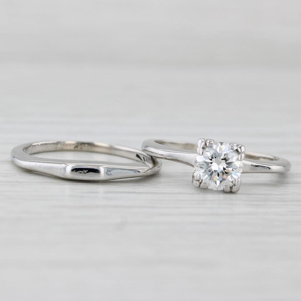 0.79ct Round Diamond Solitaire Engagement Ring Wedding Band Bridal Set 14k Gold im Angebot 3