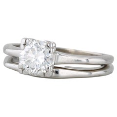 0.79ct Round Diamond Solitaire Engagement Ring Wedding Band Bridal Set 14k Gold