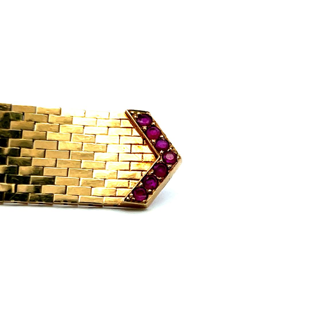 0.79ct Rubis et 0.09ct Diamant rond brillant Bracelet rétro en or jaune 14K en vente 5