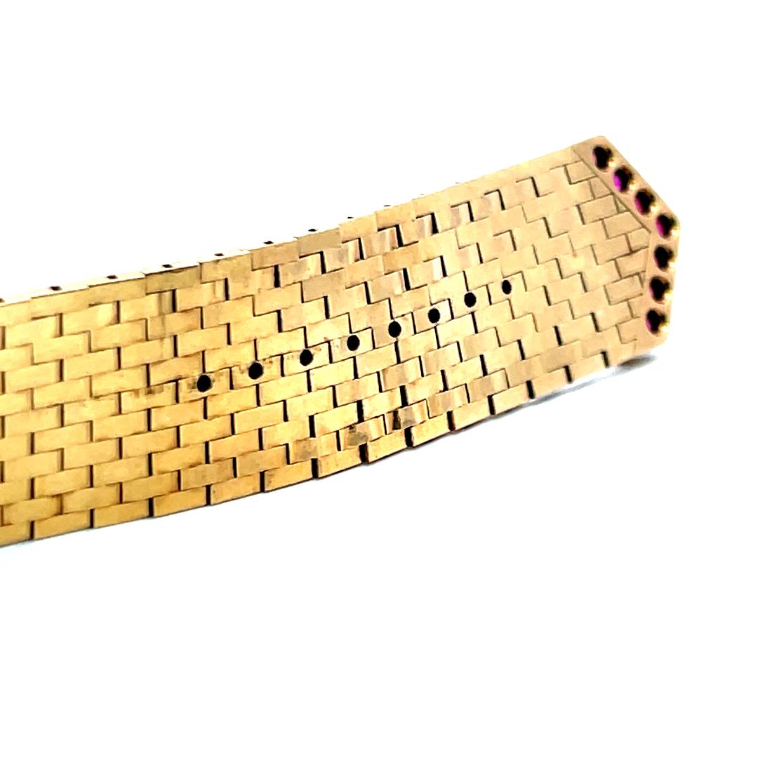 0.79ct Rubis et 0.09ct Diamant rond brillant Bracelet rétro en or jaune 14K en vente 6