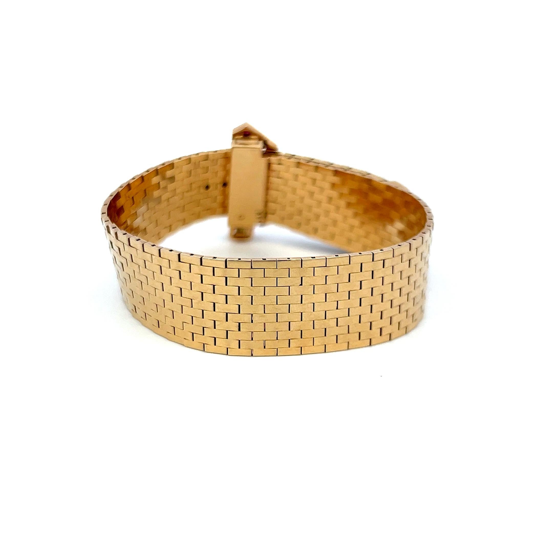 Rétro 0.79ct Rubis et 0.09ct Diamant rond brillant Bracelet rétro en or jaune 14K en vente