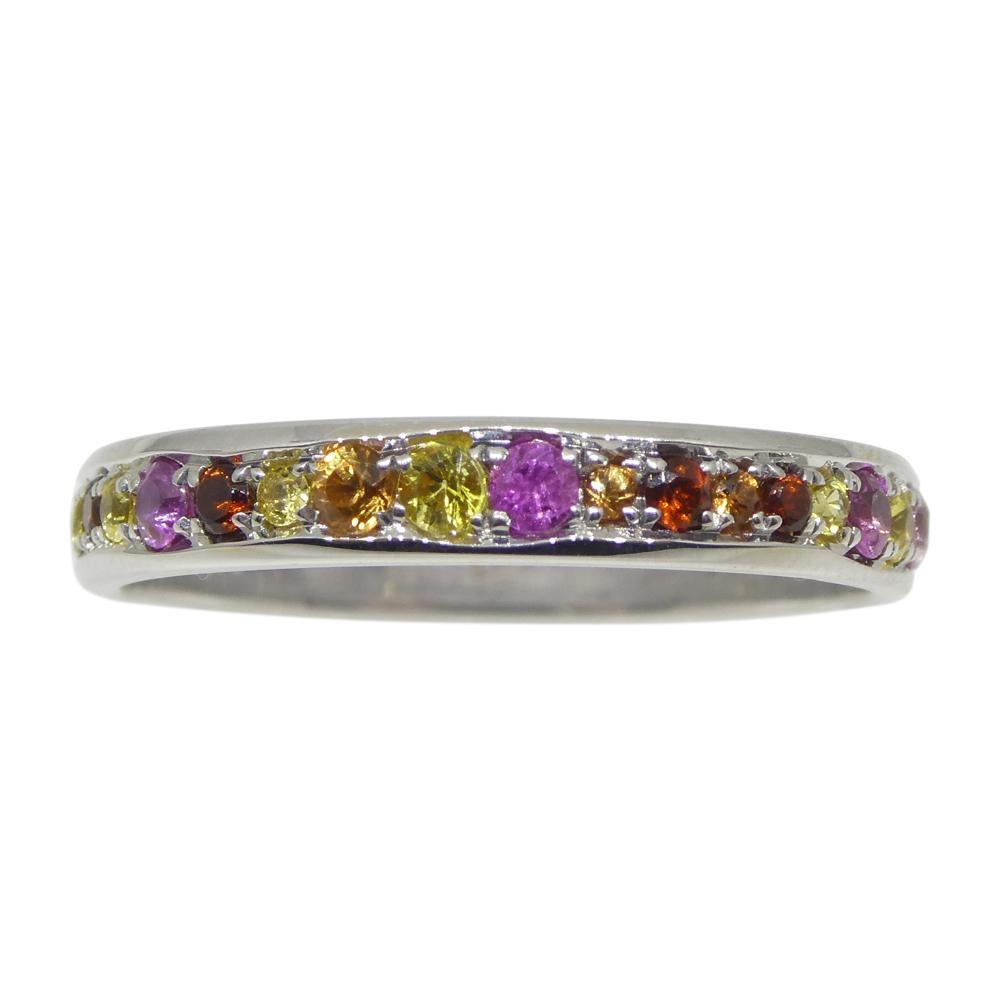 0.79ct Sapphire Starry Night Wedding Ring set in 14k White Gold For Sale 4