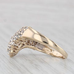 0.79ctw Diamond Cluster Contoured V Ring 14k Yellow Gold Size 7.5