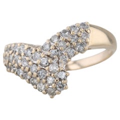 0.79ctw Diamond Cluster Contoured V Ring 14k Yellow Gold Size 7.5
