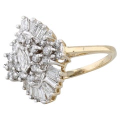 0.79ctw Diamond Cluster Ring 14k Yellow Gold Size 6