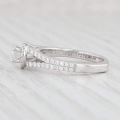 0.79ctw Round Diamond Halo Engagement Ring 14k White Gold Cathedral Band Sz 6.5