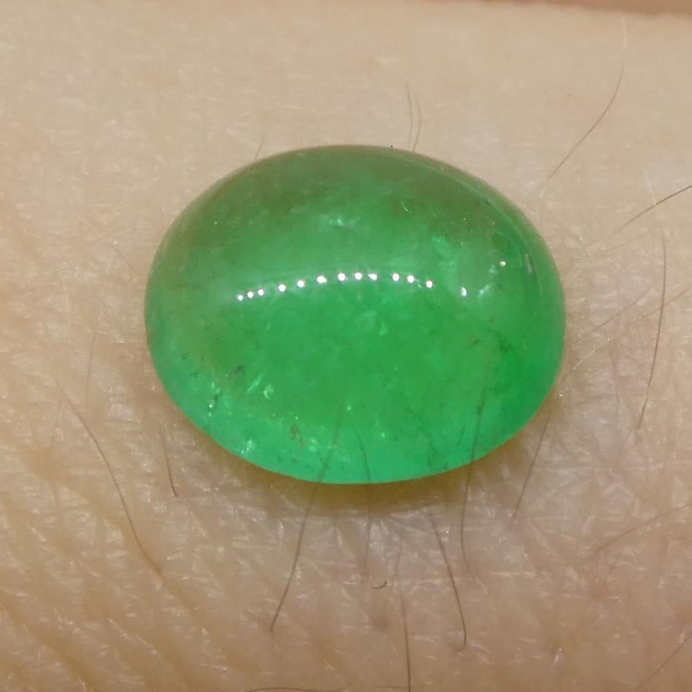 0.7 Karat ovaler grüner Cabochon-Smaragd aus Kolumbien im Angebot 7