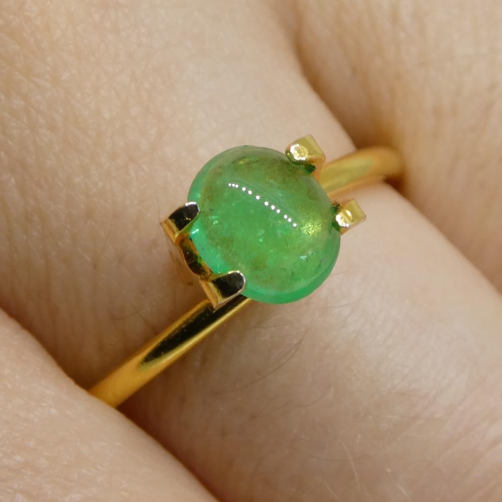 0.7 Karat ovaler grüner Cabochon-Smaragd aus Kolumbien im Angebot 2