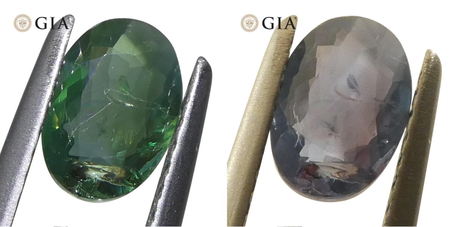 0,7 ct Alejandrita ovalada verde a púrpura grisácea certificada por la GIA India sin calentar en venta 10