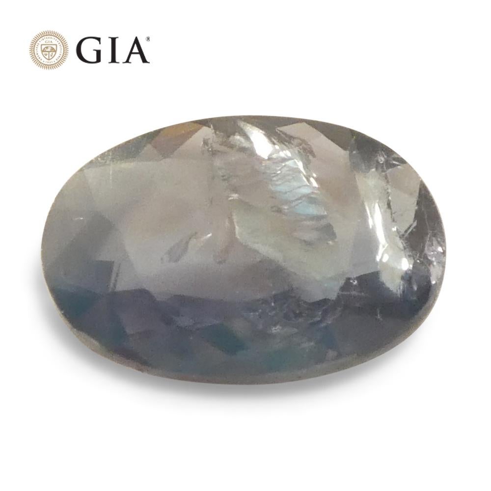 0,7 ct Alejandrita ovalada verde a púrpura grisácea certificada por la GIA India sin calentar en venta 2