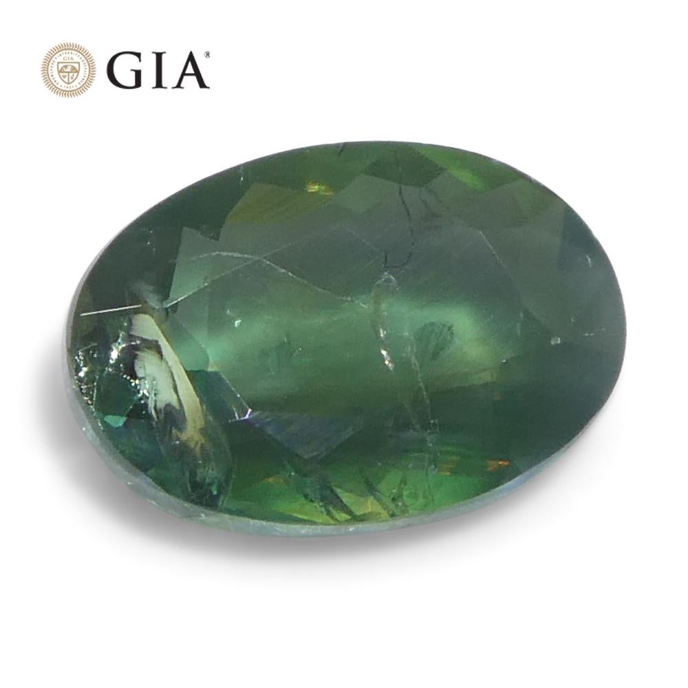 0,7 ct Alejandrita ovalada verde a púrpura grisácea certificada por la GIA India sin calentar en venta 3