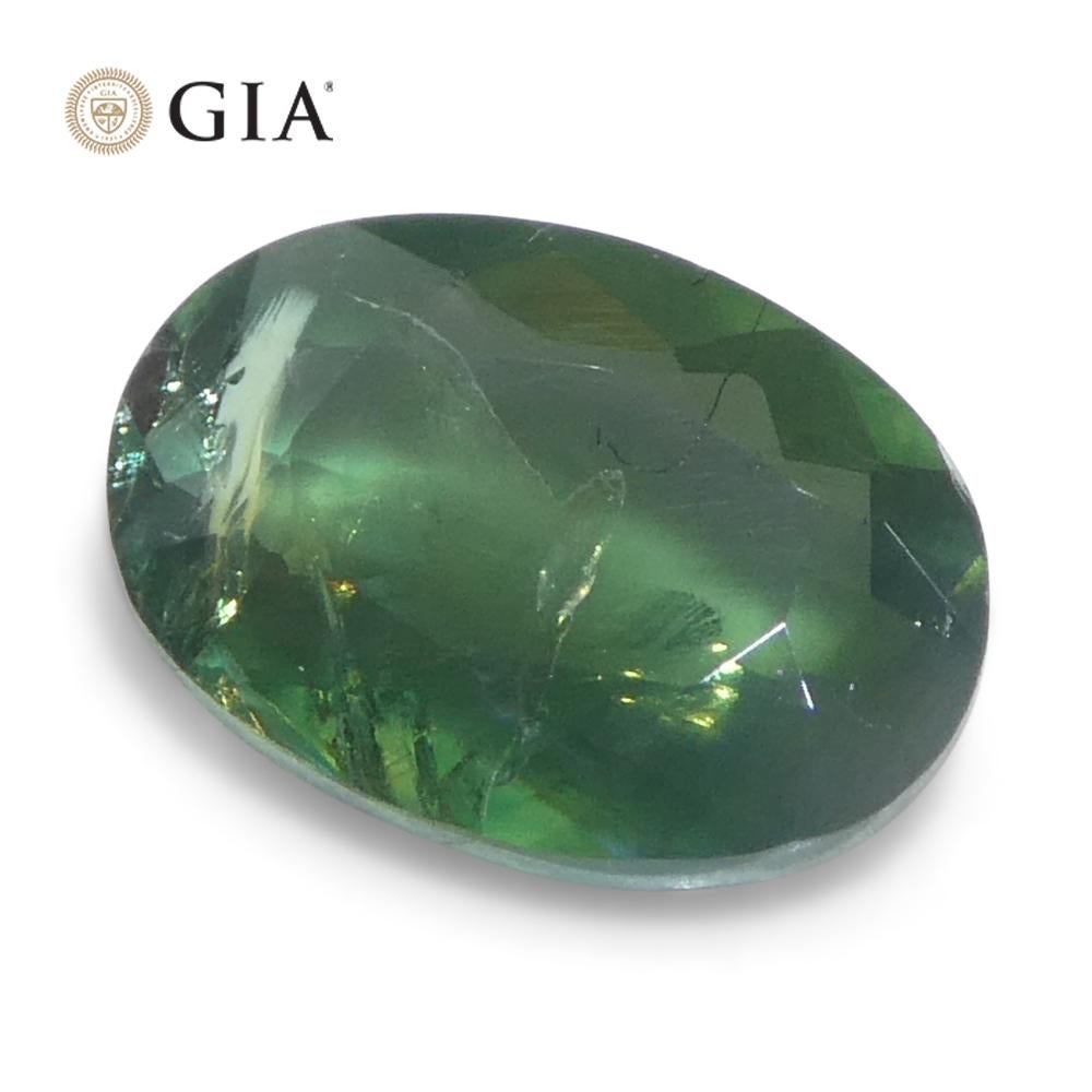 0,7 ct Alejandrita ovalada verde a púrpura grisácea certificada por la GIA India sin calentar en venta 4