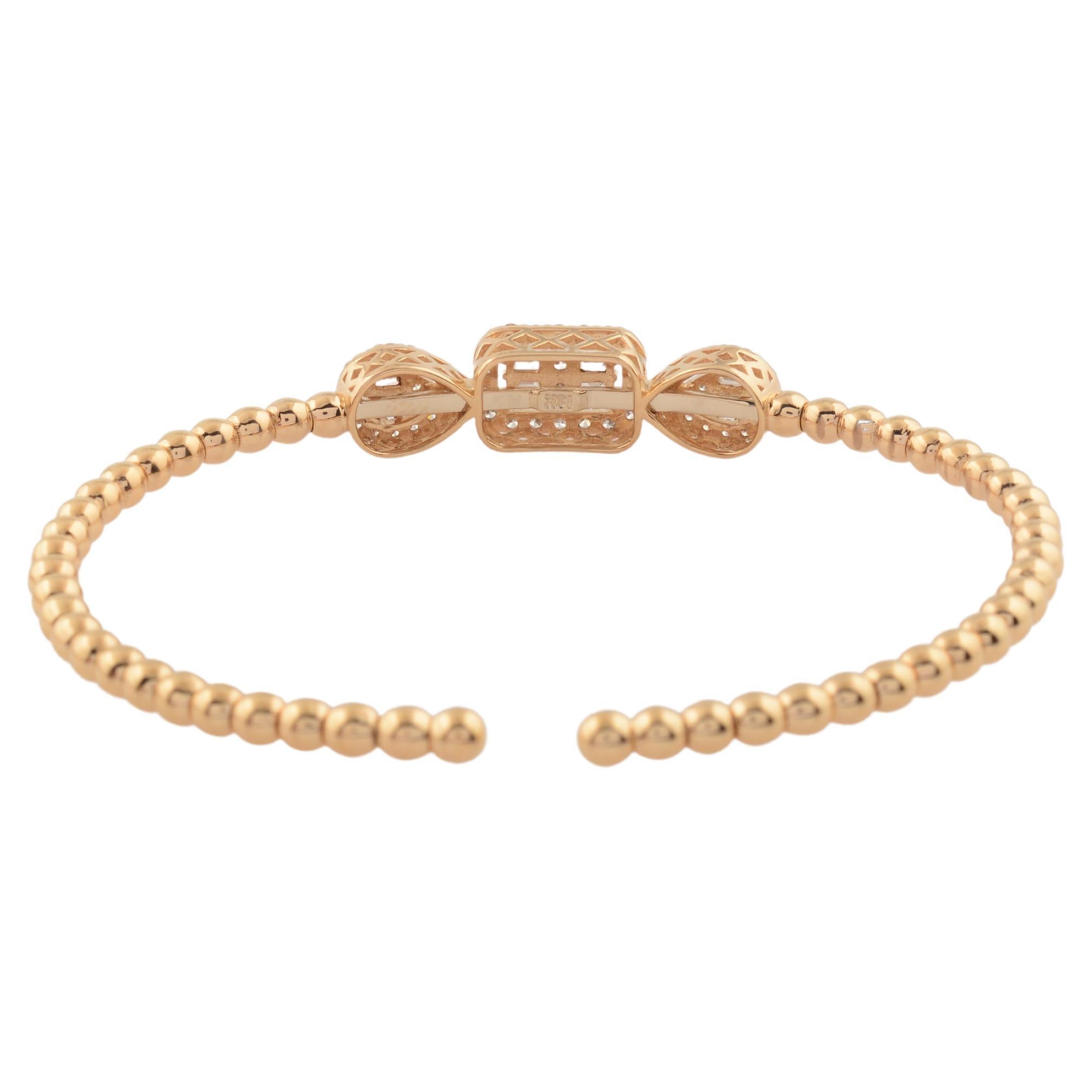 Taglio baguette 0,8 diamante baguette in oro giallo 14 carati Bracciale con perline Regalo per la damigella d'onore in vendita