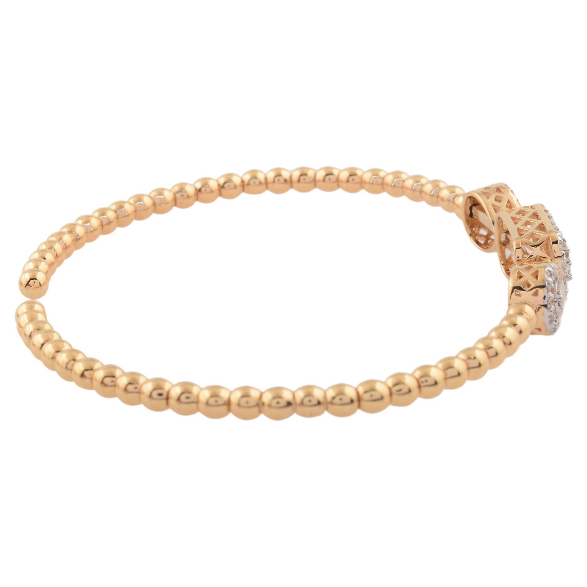 0,8 diamante baguette in oro giallo 14 carati Bracciale con perline Regalo per la damigella d'onore In condizioni Nuovo in vendita a Diera, Dubai