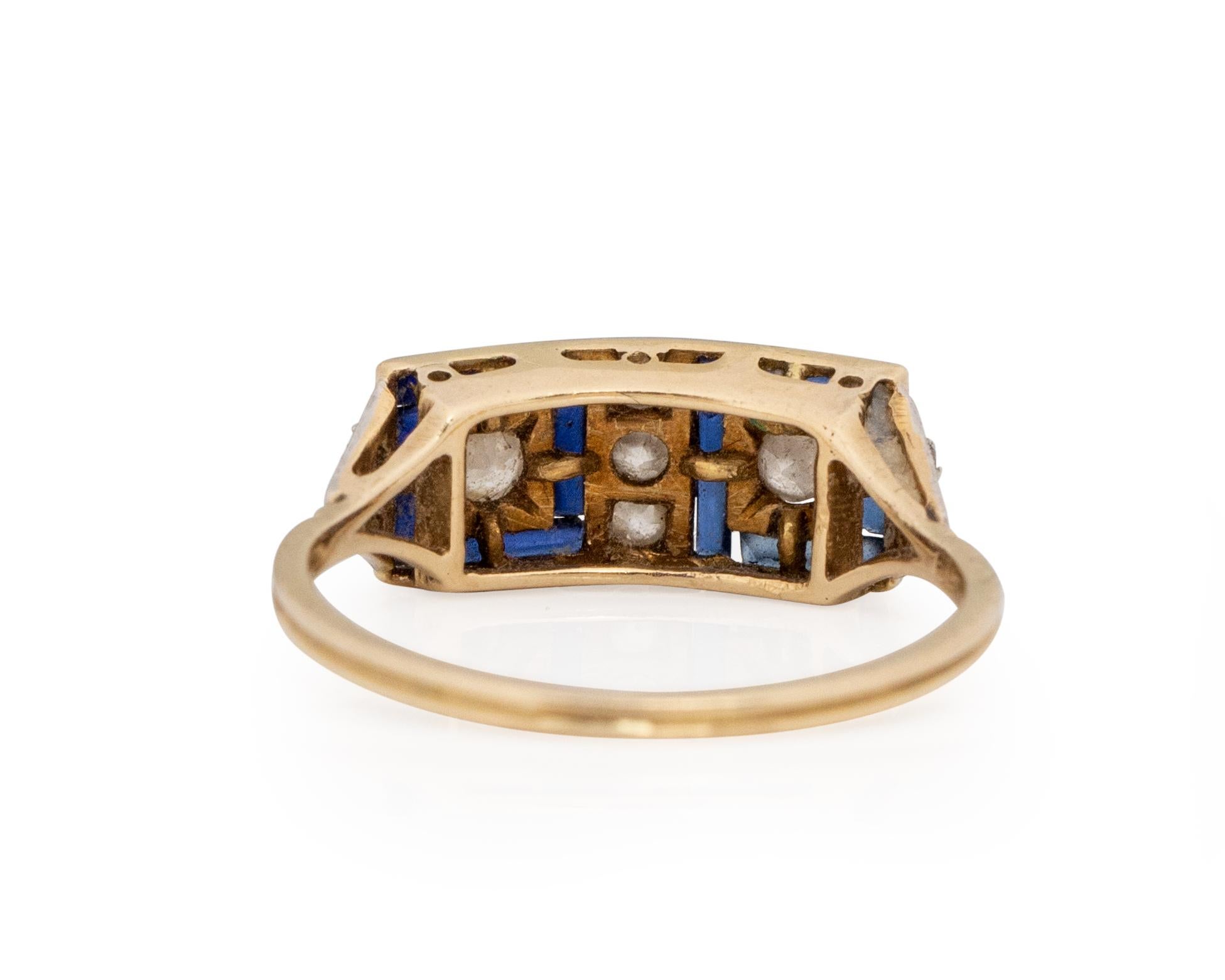 Old European Cut .08 Carat Art Deco Diamond 18 Karat Yellow Gold Engagement Ring For Sale