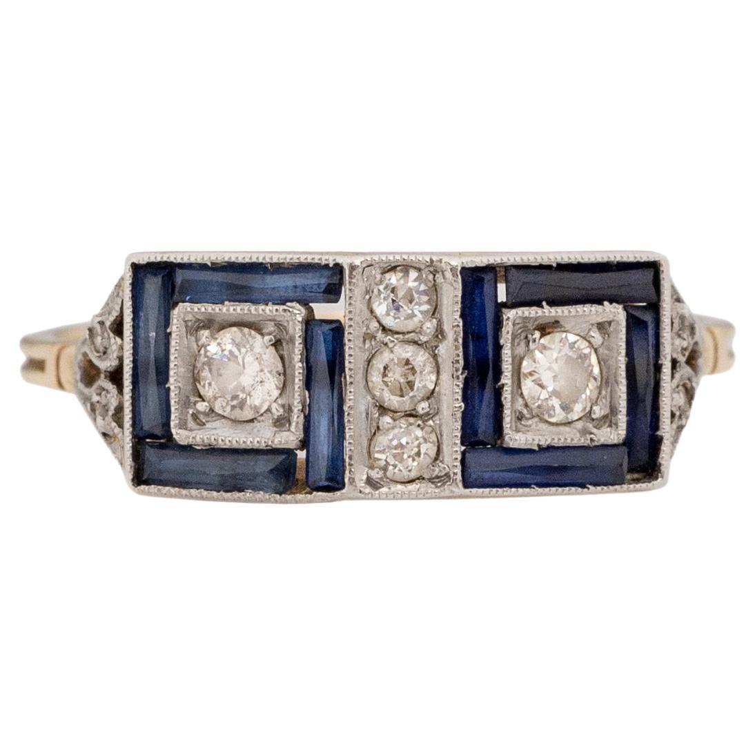 .08 Carat Art Deco Diamond 18 Karat Yellow Gold Engagement Ring