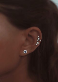 Sunita Nahata Blue Sapphire 0.80ct. Stud Earrings in 18KWG with Diamond.