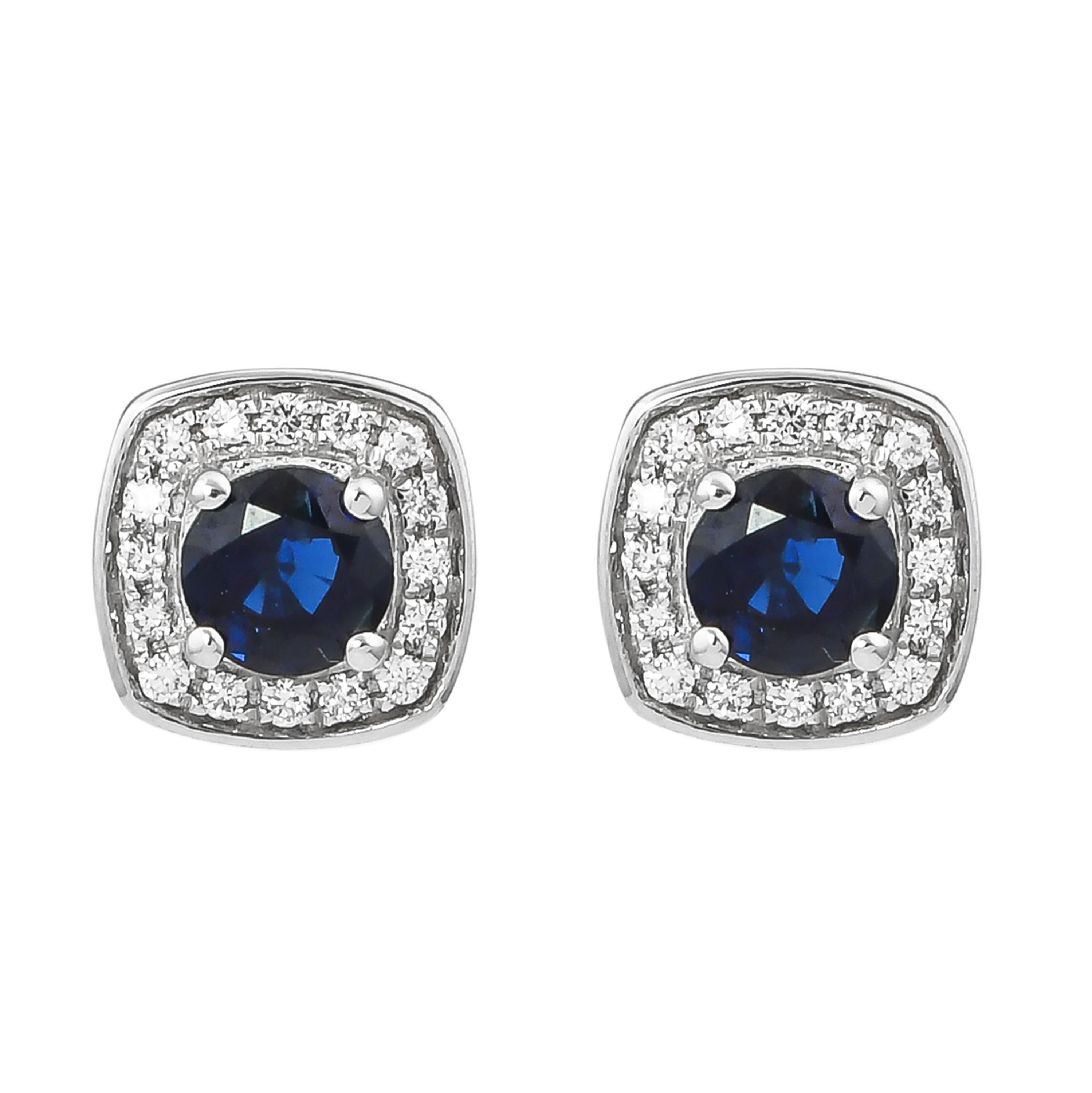 Sunita Nahata saphir bleu 0.80 carats Boucles d'oreilles en 18KWG avec diamant. en vente 2