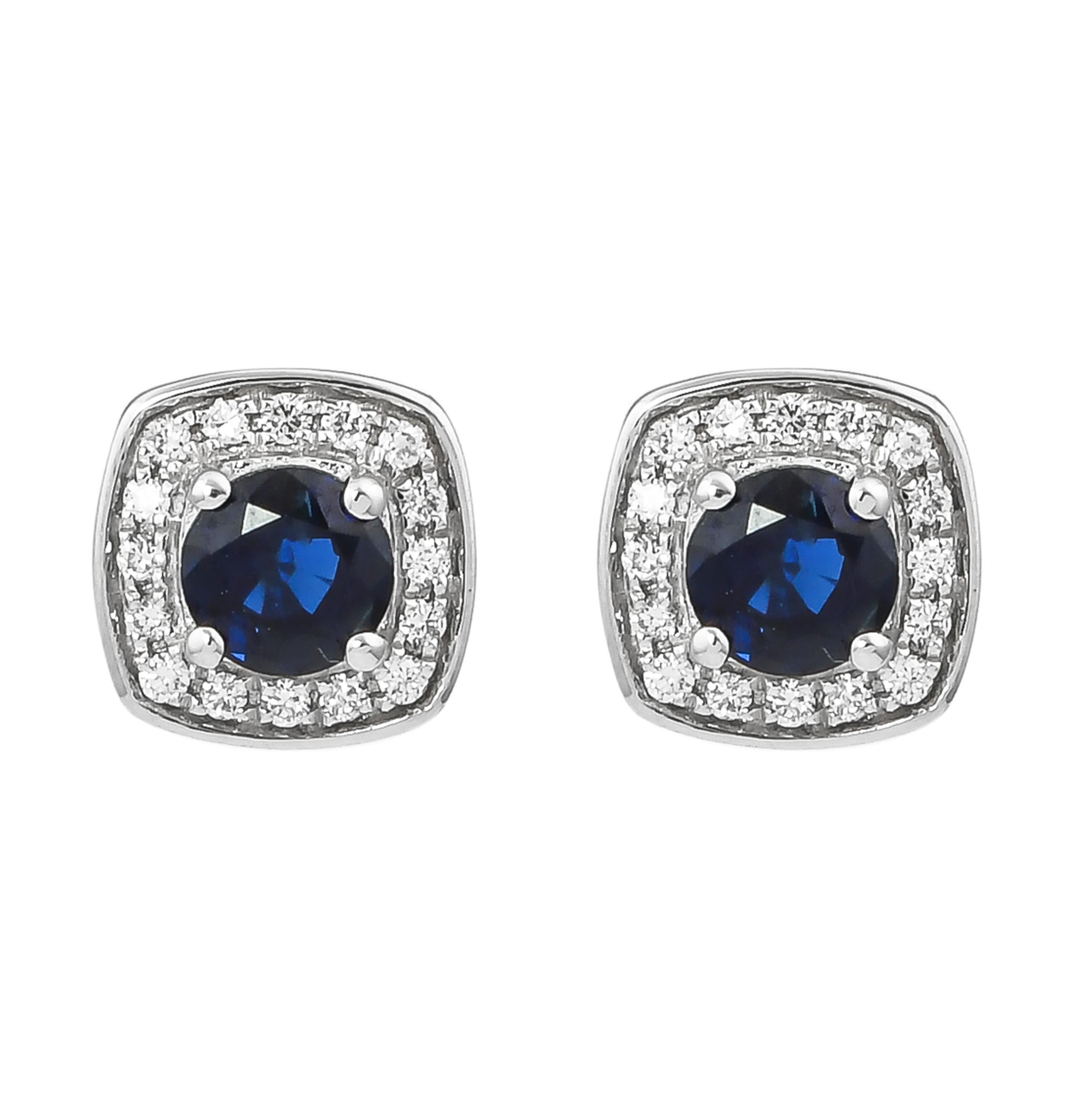 0.8 Carat Blue Sapphire and Diamond Earring in 18 Karat White Gold In New Condition For Sale In Hong Kong, HK