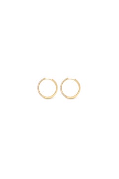 18K Yellow Gold Reverse Set Canadian Diamond Hoop Earrings, 0.8 TCW