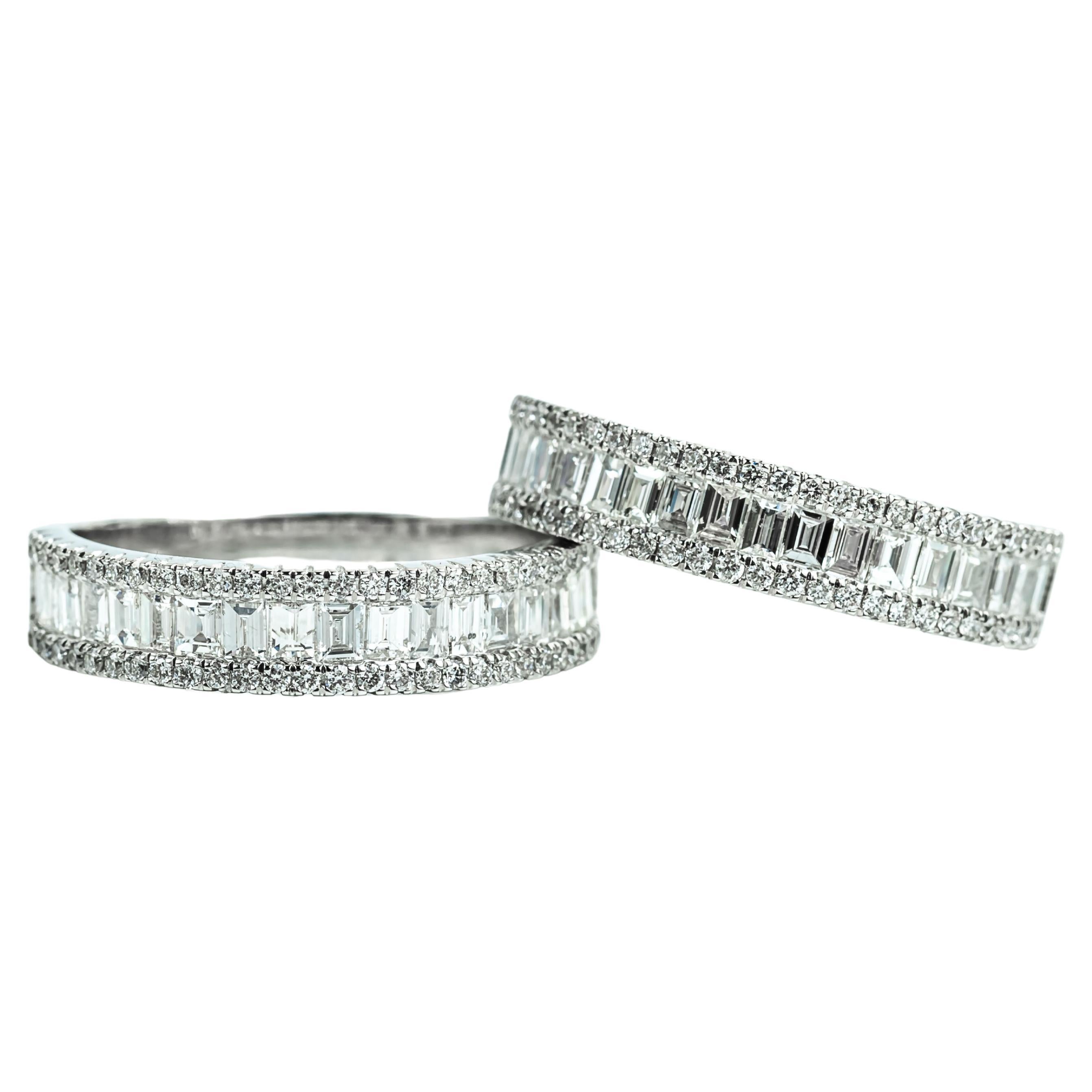 Art Deco 0.8TCW Baguette Diamond Half-Eternity Band in 18K White Gold
