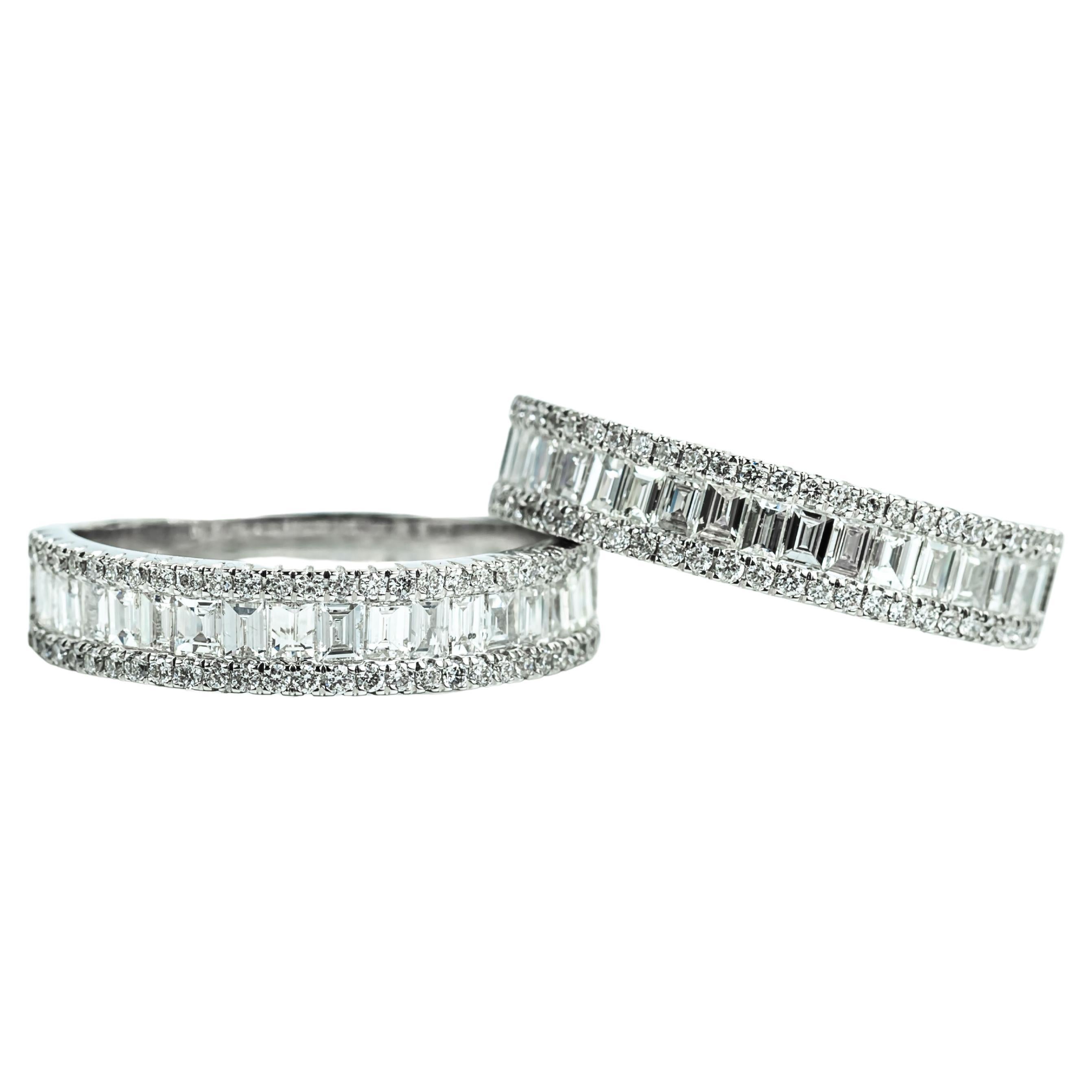 0.8 Karat Diamant Baguette-Ehering aus 18 Karat Weißgold mit halber Ewigkeit im Angebot