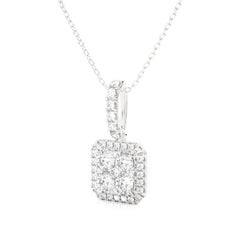 Pendentif grappe coussin Moonlight en or blanc 14 carats et diamants de 0,8 carat