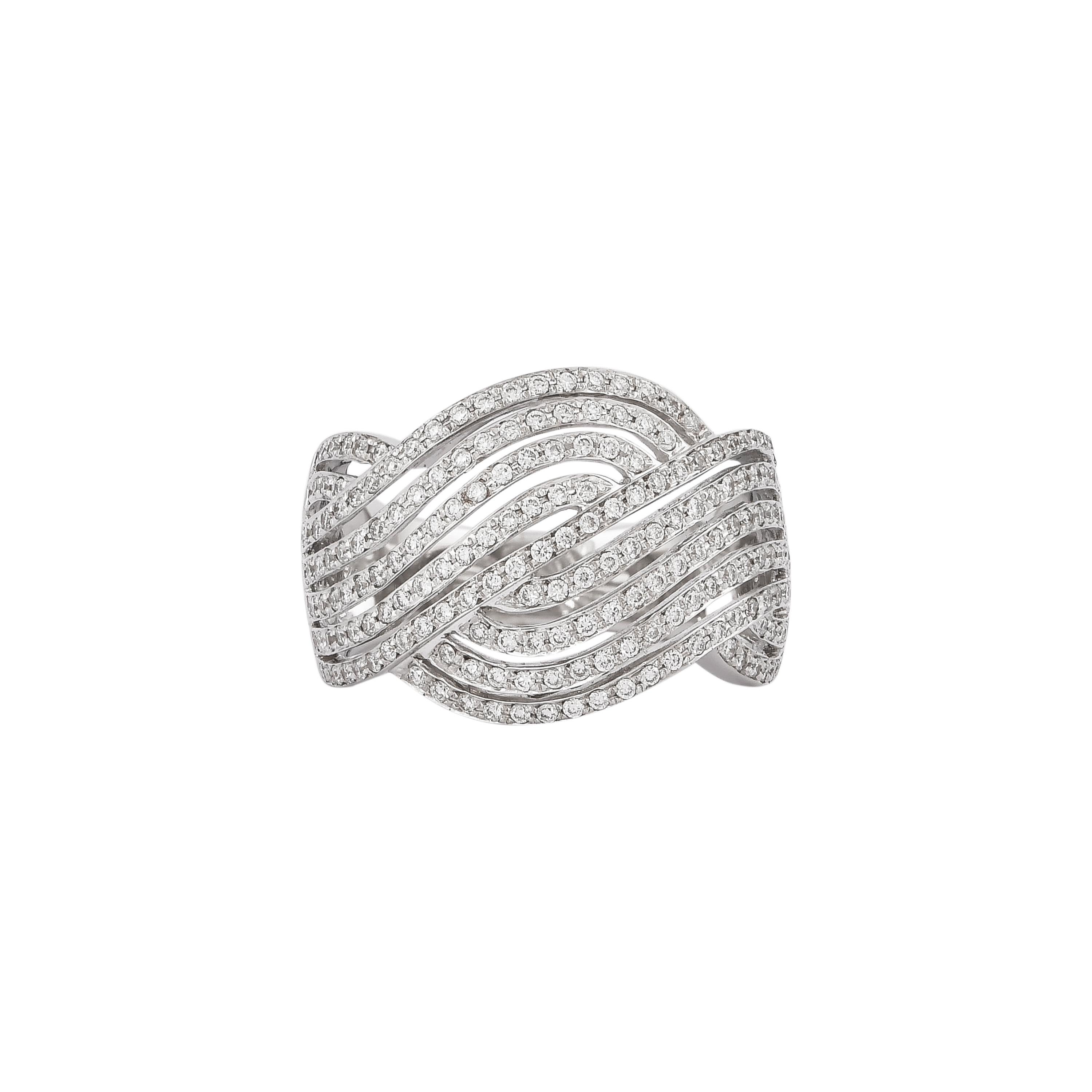 Round Cut Sunita Nahata Diamond 0.80ct. Fancy Ring in 14K White Gold. For Sale
