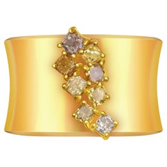 0.8 Carat Fancy Colors Diamonds 18 Karat Yellow Gold Wide Ring
