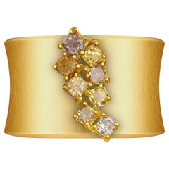 0.8 Carat Fancy Colors Diamonds 18 Karat Yellow Gold Wide Ring