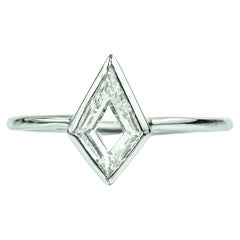 Art Deco 0.8ct Kite Diamond Solitaire Ring - 18K White Gold