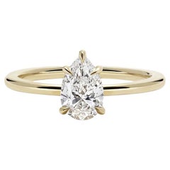 0.8 Carat Pear Statement Brilliant White 14K White Gold Elegant Sparkle