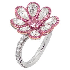 0.8 Carat Radiant Statement Fancy Pink  Royal Radiance  Diamond Ring