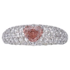 0.8 Carat Heart Brilliant Statement Fancy Pink  Royal Radiance Diamond Ring